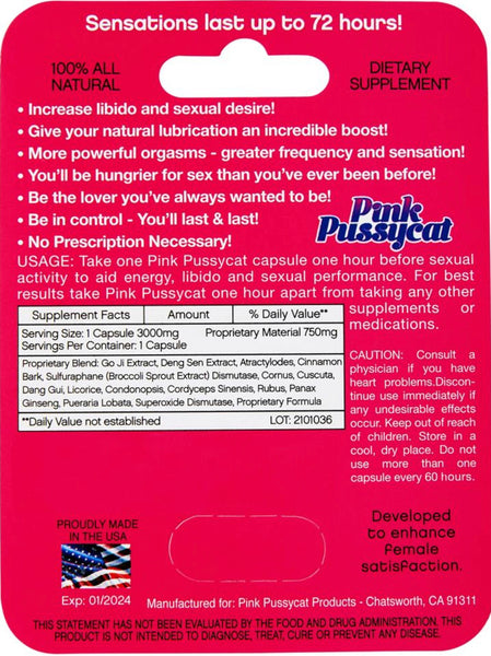Pink Pussycat Pill - Female Sensual Enhancement Supplement